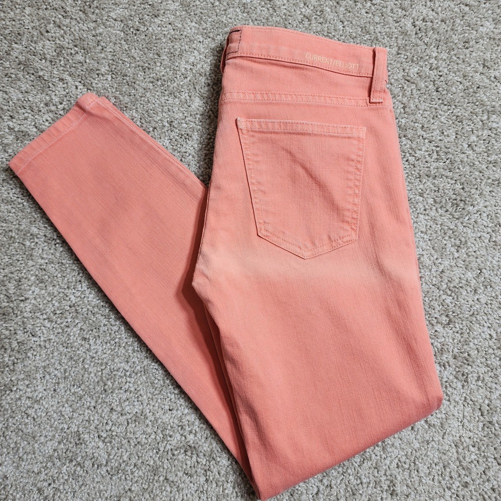 Current/Elliott The Stiletto Low Rise Skinny Jean Faded Wagon Red 25 Measures 29